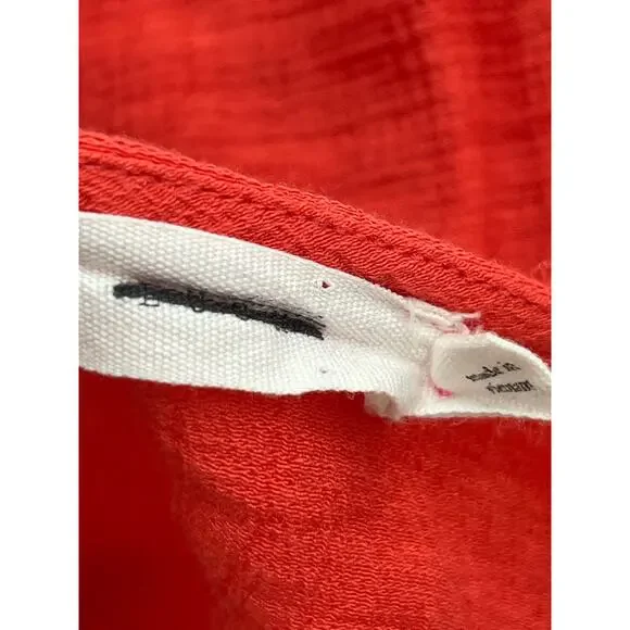 Lush hot coral orange flutter sleeve Mini dress wrap summer coquette cowgirl - Picture 11 of 11